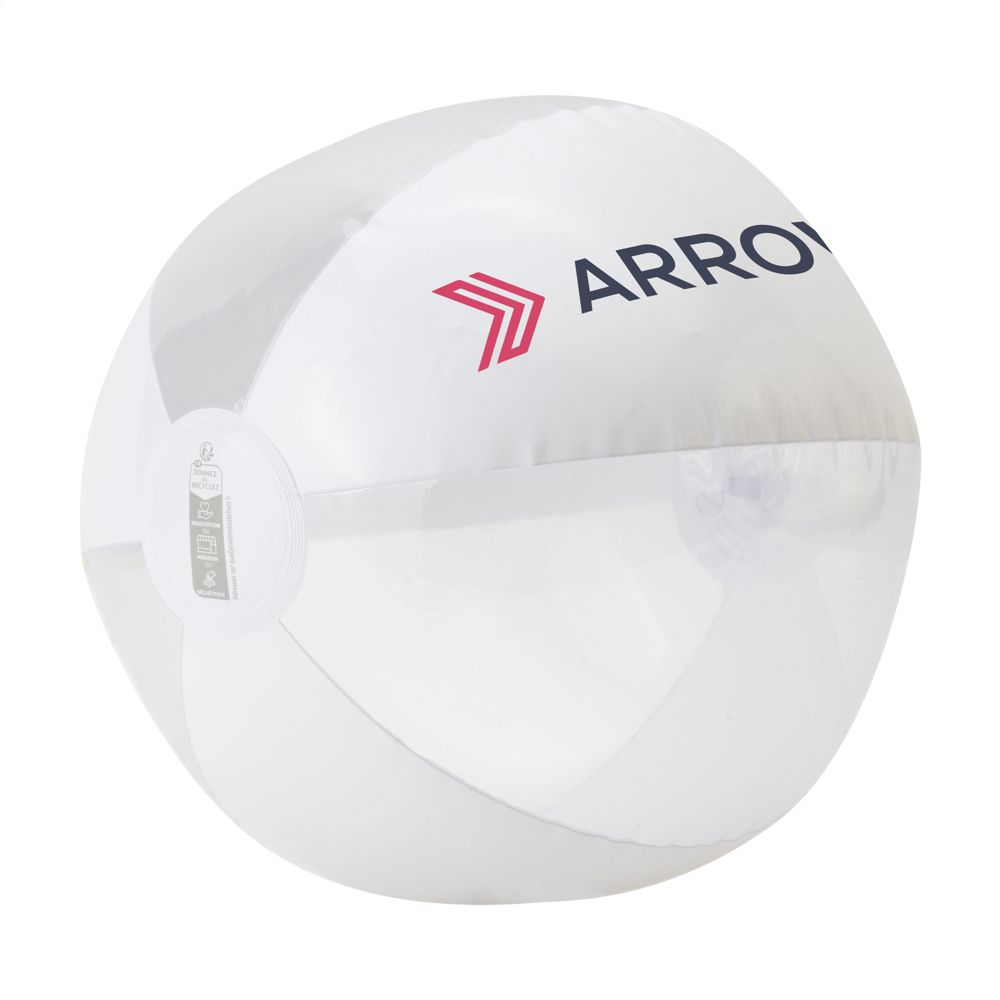 BeachBall Ø 24 cm strandbal - wit/transparant
