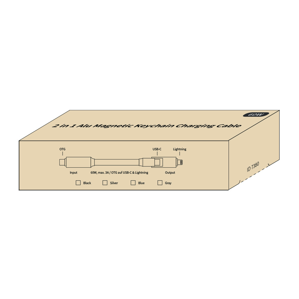 2 in 1 aluminium magnetische sleutelhanger oplaadkabel