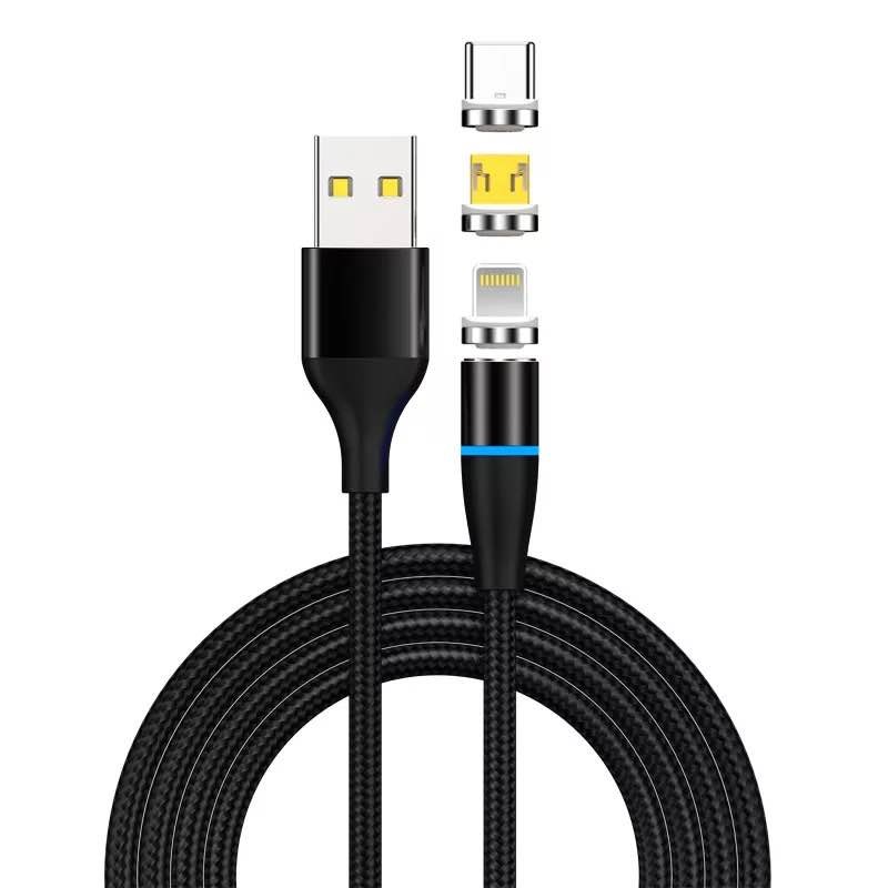 3-in-1 kabel "Magnetic Fastcharge + Data - Zwart