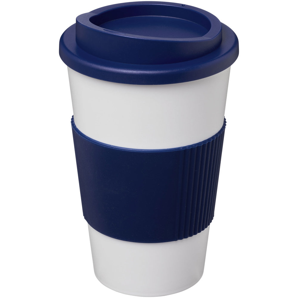 Americano® 350 ml geïsoleerde beker met grip - wit, blauw