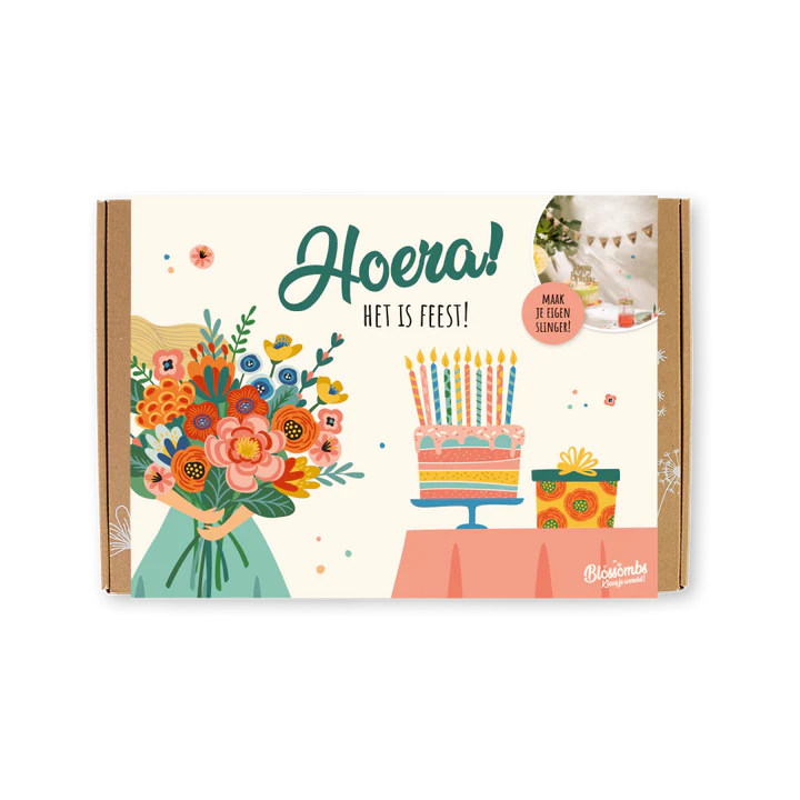 Blossombs Bloembommetje - Giftbox DIY Slingers - Hoera het is feest