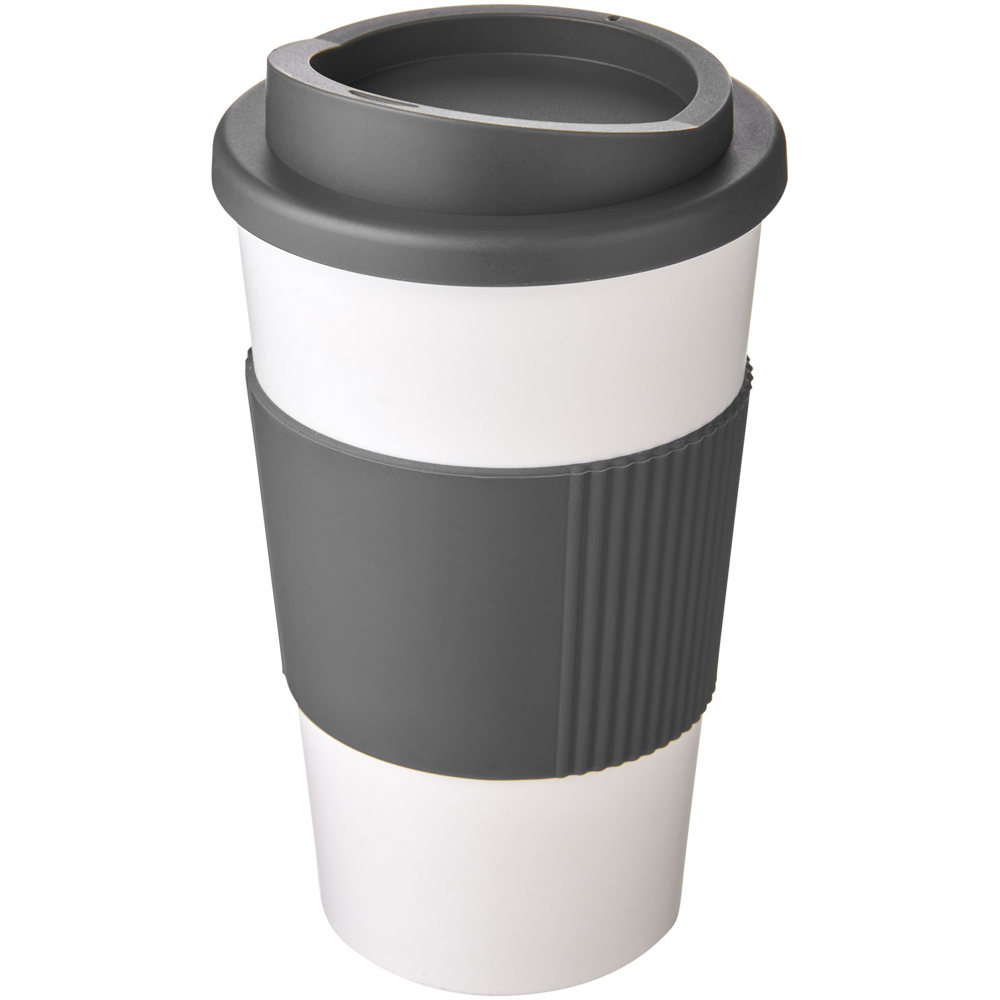 Americano® 350 ml geïsoleerde beker met grip - wit, grijs