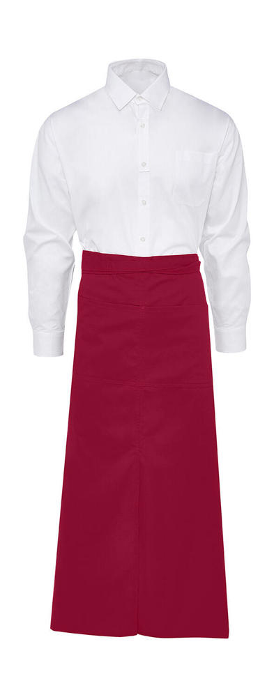 BERLIN Long Bistro Apron with Vent and Pocket - Red