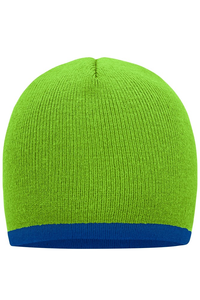 Beanie with Contrasting Border - Lime/royal (ca. Pantone 369C
662C)