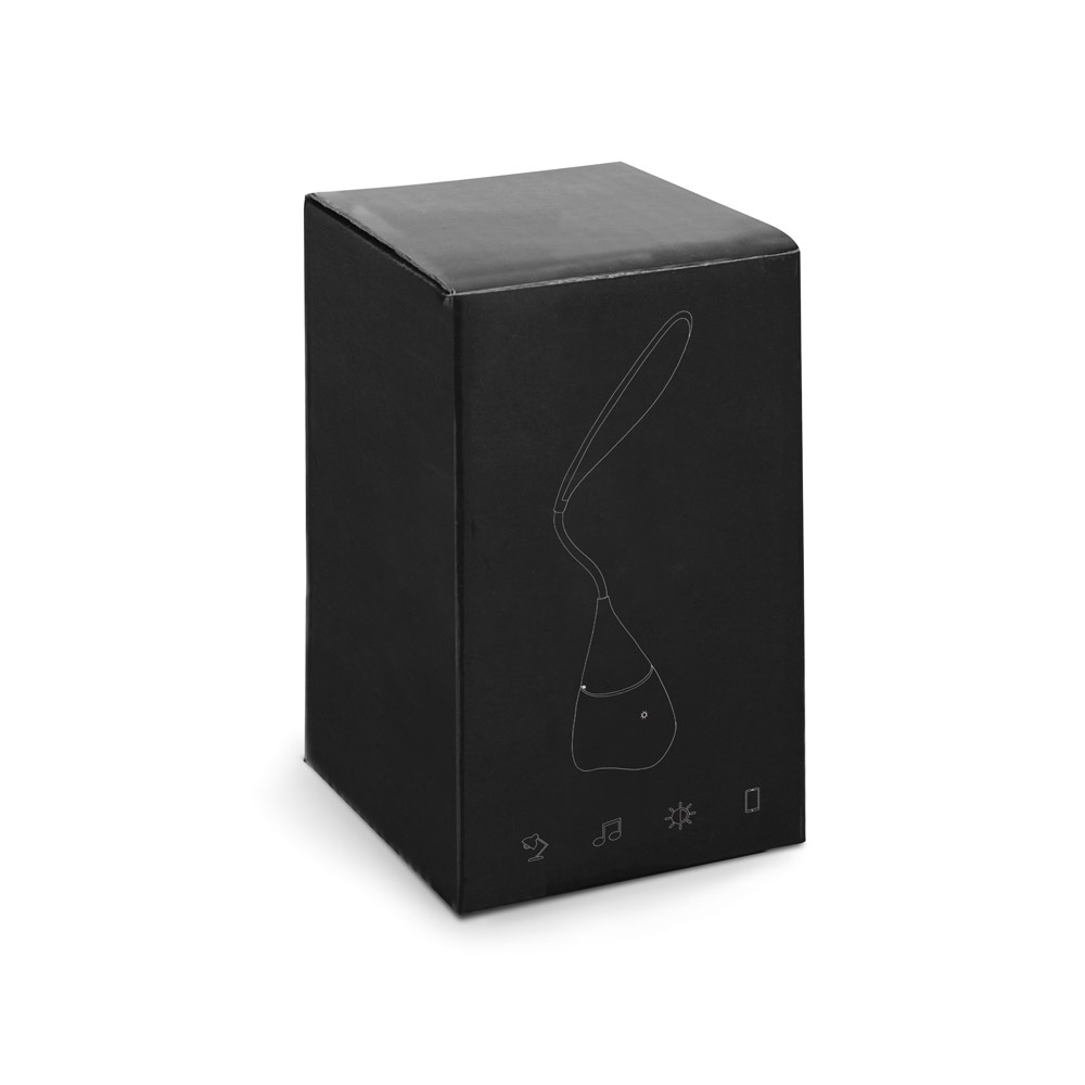 GRAHAME. Draagbare bureaulamp in gerecycled ABS (100% rABS) met luidspreker en een autonomie van 5 uur batterij