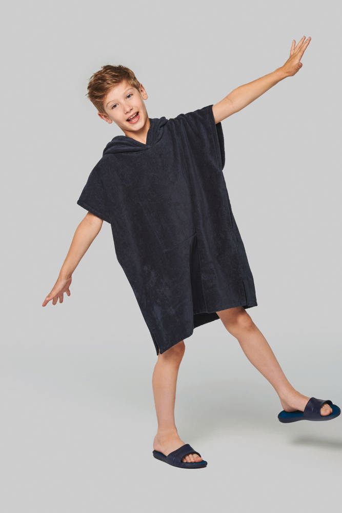 PA582 - Kinderponcho met capuchon van badstof