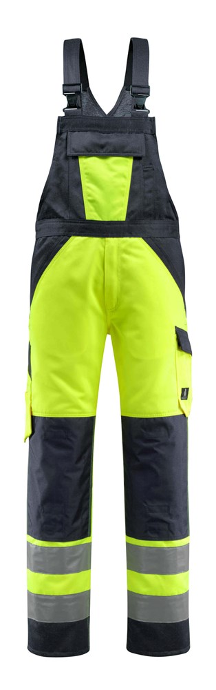 Amerikaanse overall met kniezakken - hi-vis geel/donkermarine