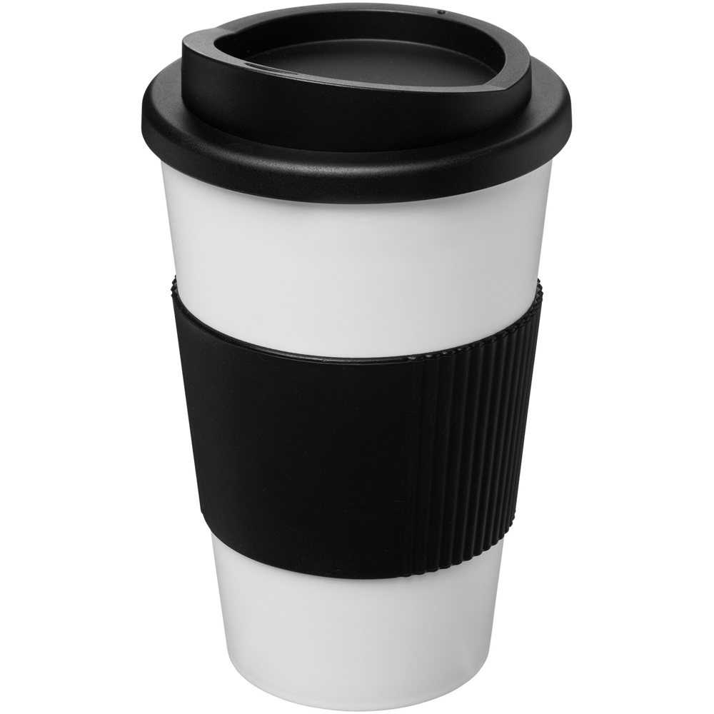 Americano® 350 ml geïsoleerde beker met grip - wit, zwart