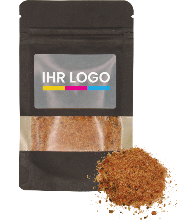 Barbecuekruiden verpakt in doypack zakje klein zwart