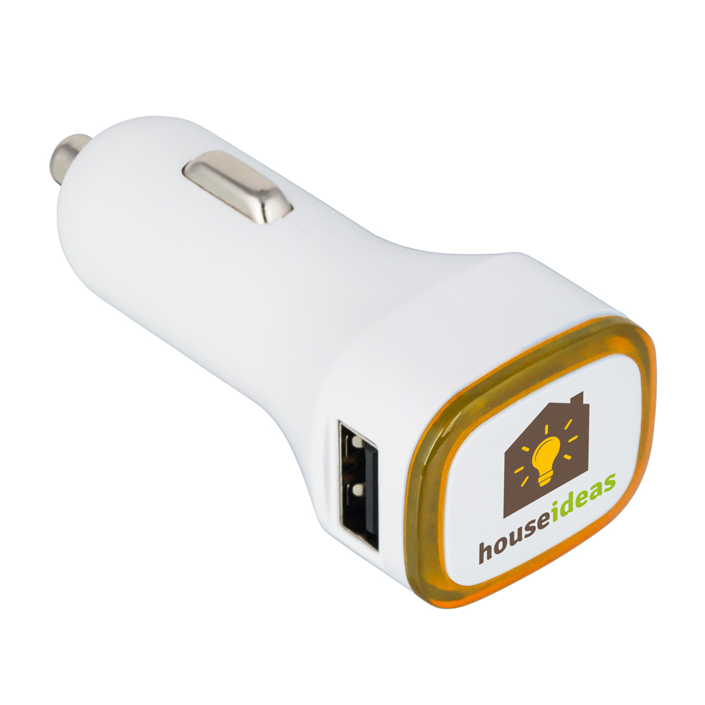 USB car charger COLLECTION 500 - oranje, wit / oranje
