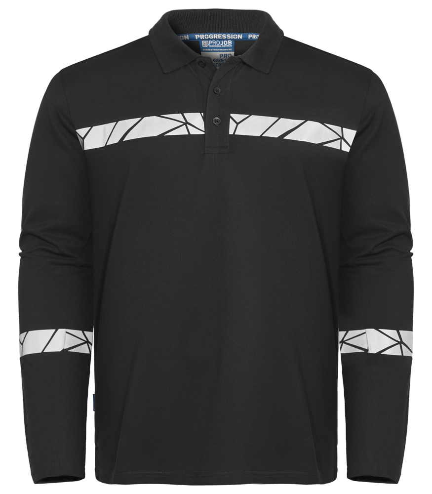 7004 POLO LANGE MOUWEN - Zwart/Zwart
