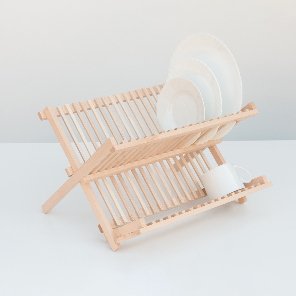 Afdruiprek voor servies uit beukenhout 420×380 mm, onbehandeld