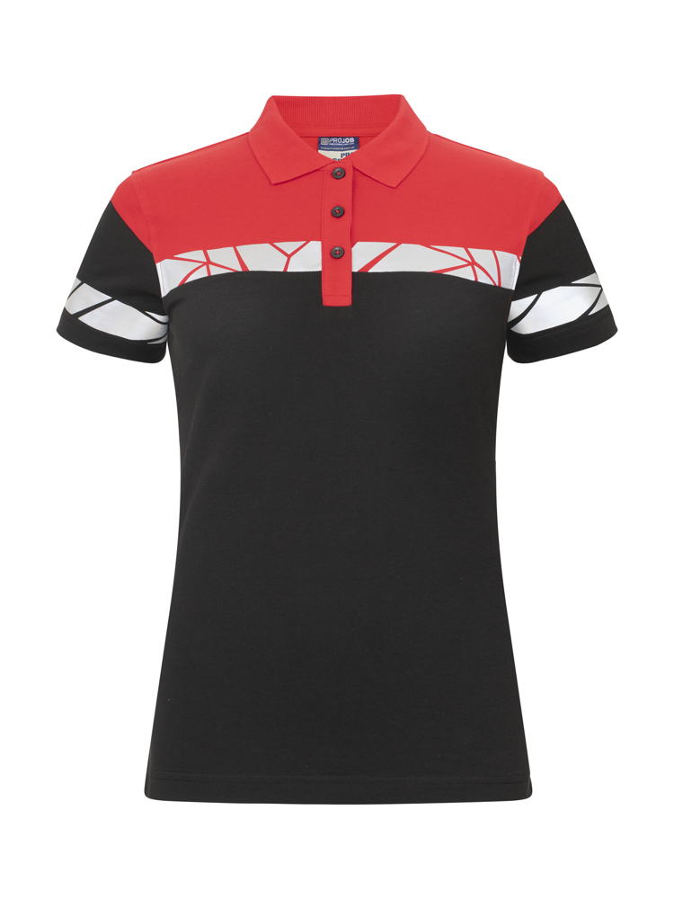 7006 POLO DAMES - Zwart/Rood