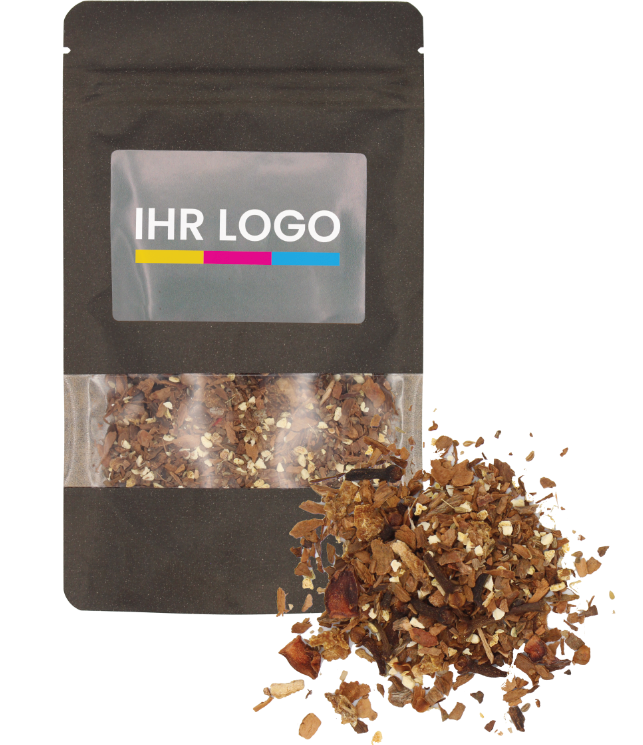 Glühweinkruiden verpakt in doypackzak groot zwart