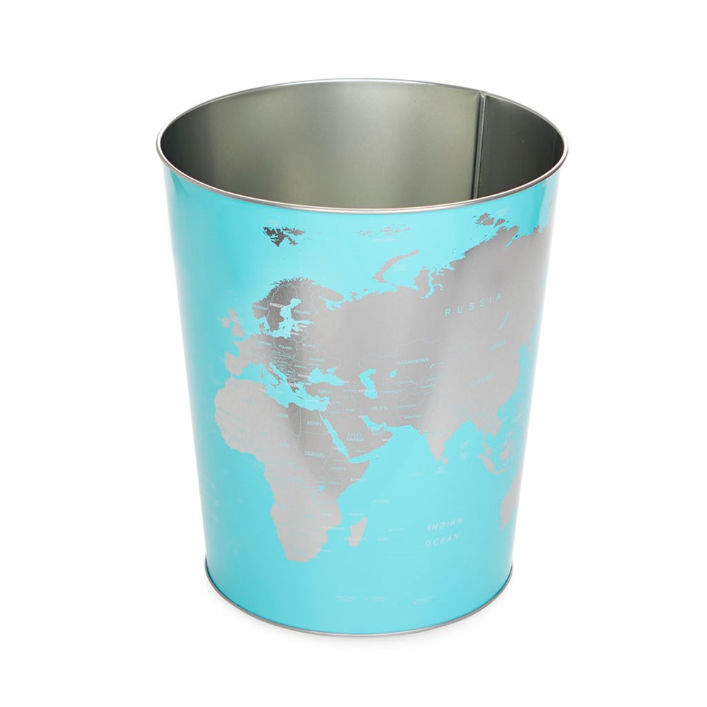 Balvi -  Afvalbak,Globe,turquoise,tin