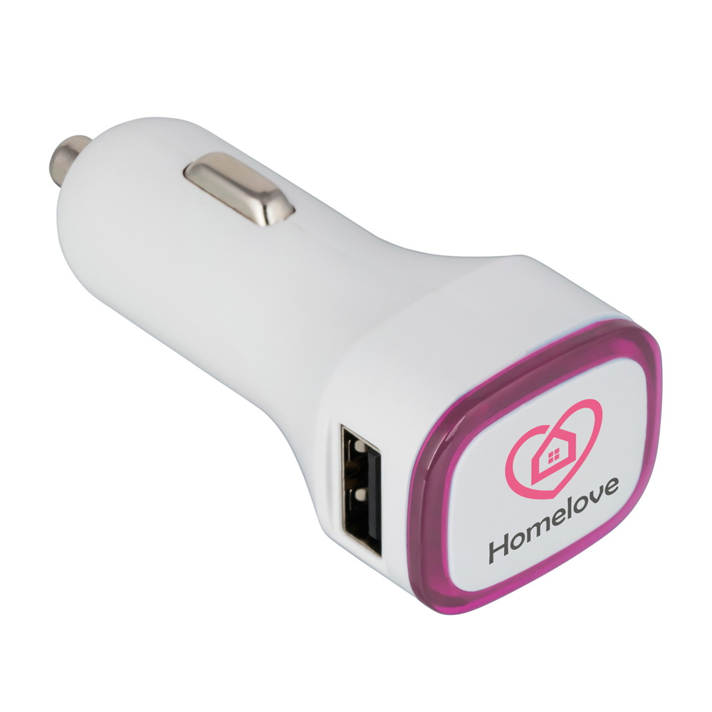 USB car charger COLLECTION 500 - magenta, wit / magenta