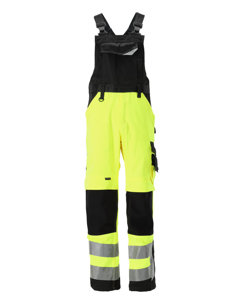 Amerikaanse overall met kniezakken - hi-vis geel/zwart