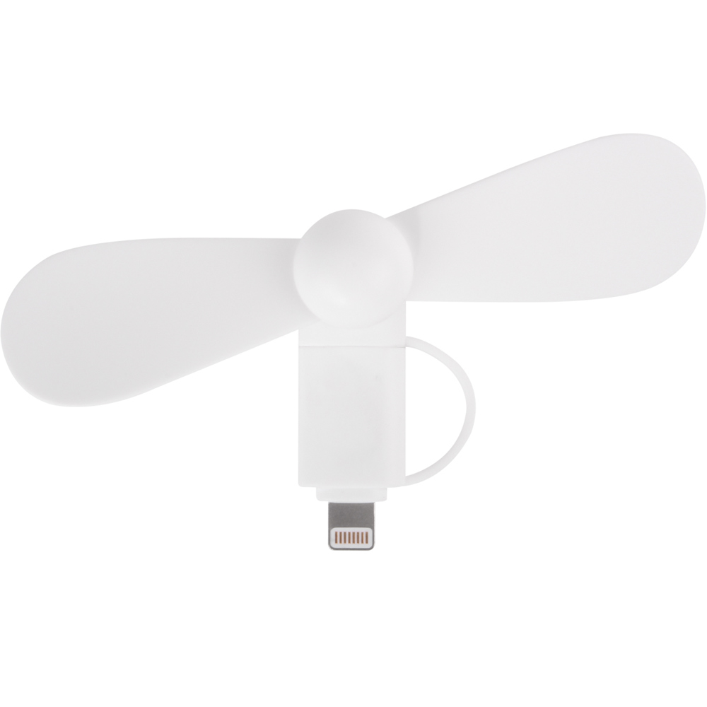 2 in 1 PROMO ventilator met Lightning (Apple) en Type C USB-aansluiting - Wit