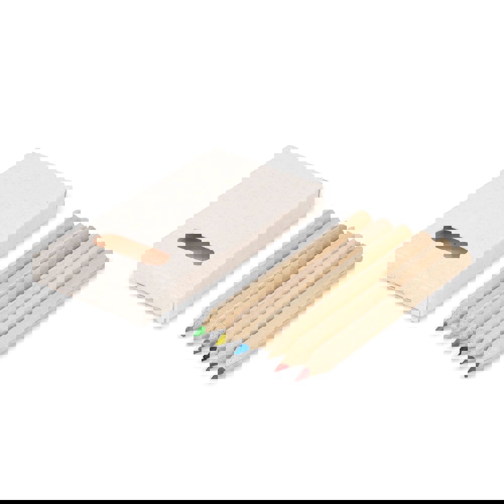 6 kleurpotloden in gerecycled melkpakken doosje