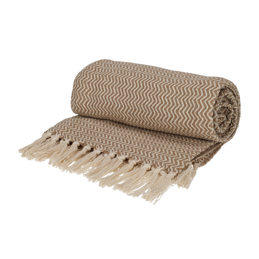 FITZ Living Recycled Cotton Plaid Visgraat - Taupe