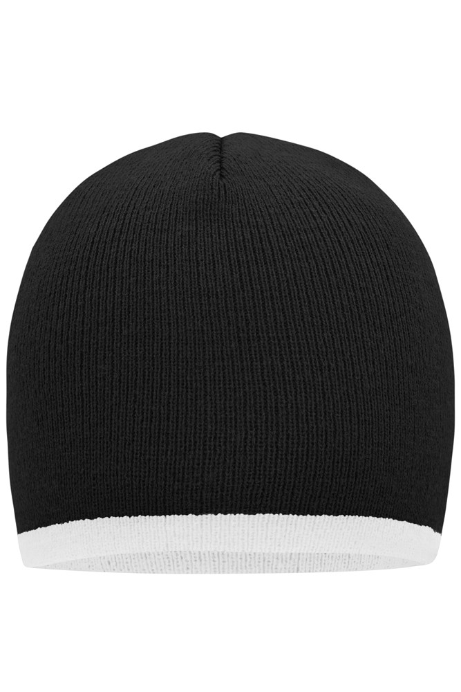 Beanie with Contrasting Border - Zwart/wit (ca. Pantone blackC
white)
