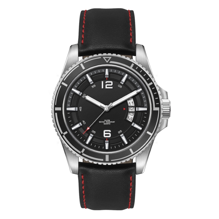 Horloge Georgia - zwart, rood