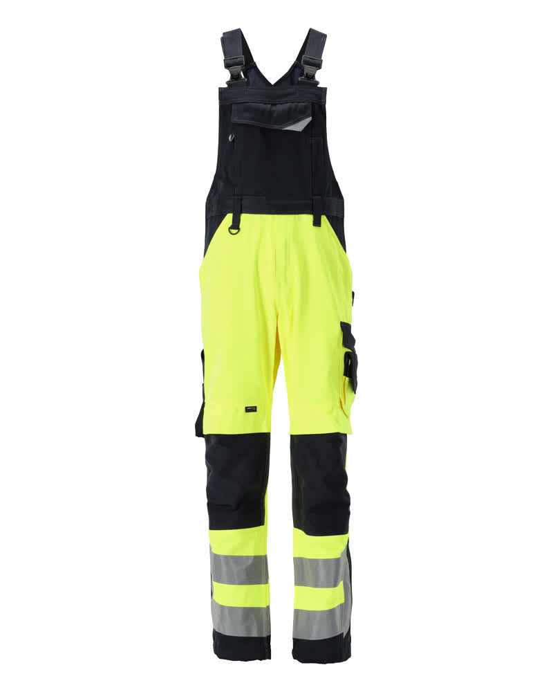 Amerikaanse overall met kniezakken - hi-vis geel/donkermarine