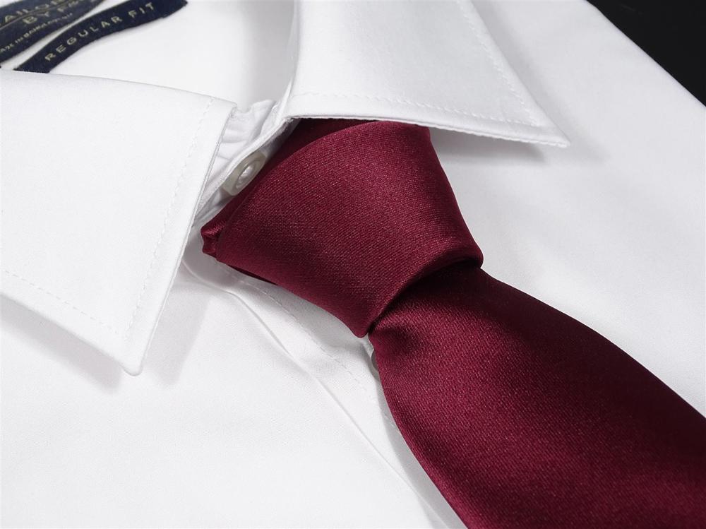 Krawattenset voor heren - stropdas en pochet van satijnen microvezel - handgemaakt in Italië - 150 x 7 cm - bordeaux.