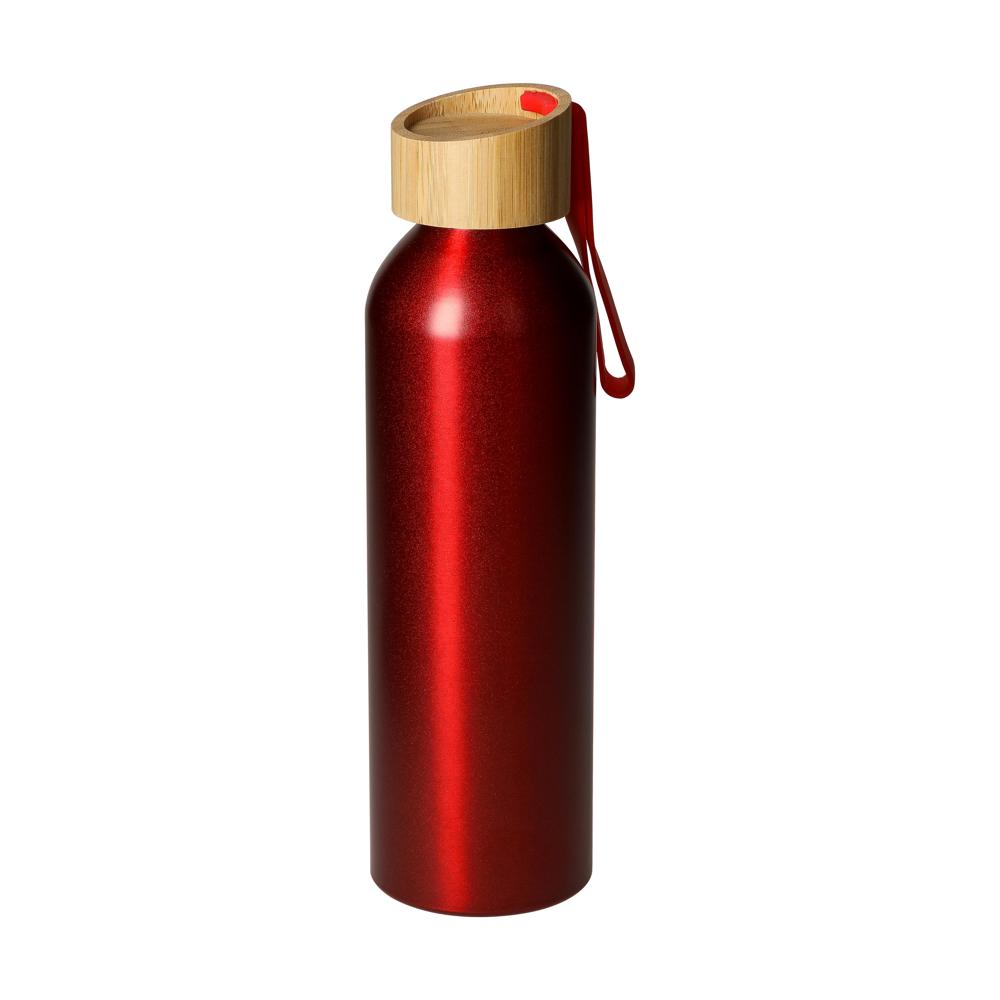 Aluminiumfles "Bamboo" 0,6 l - rood/natuur