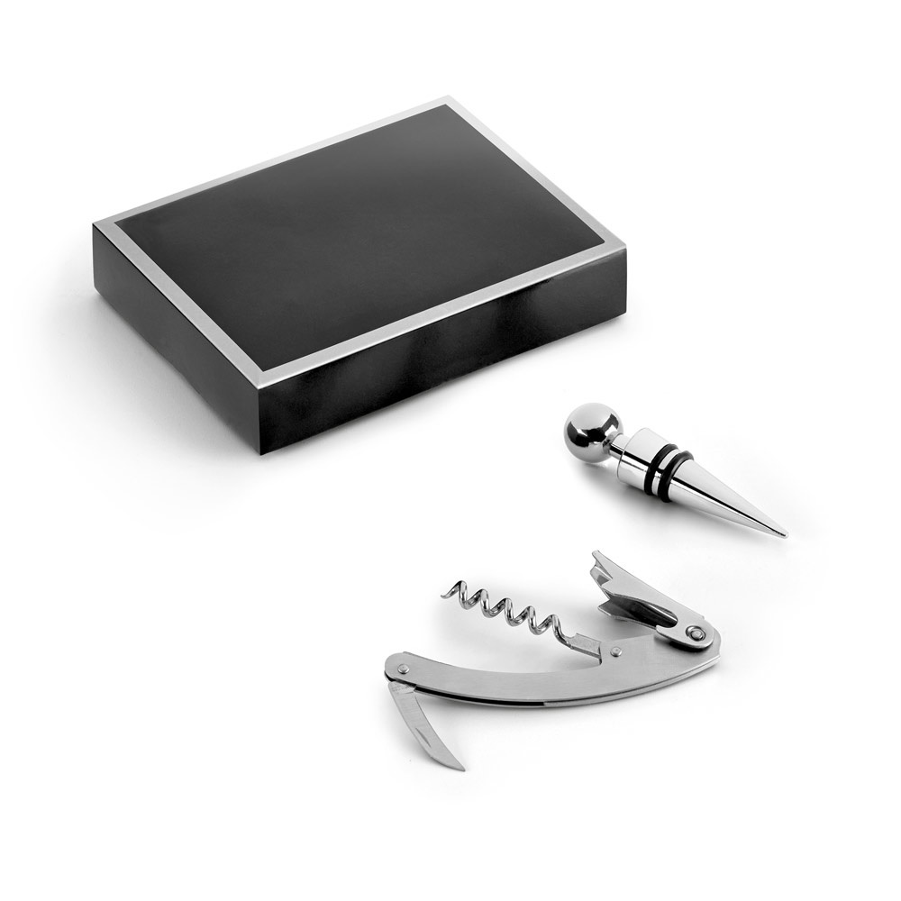 BARREL. Zinken en vroestvrij staal wijnset