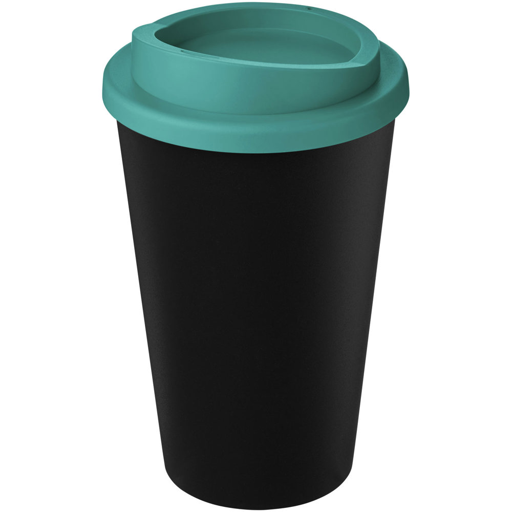 Americano® Eco 350 ml gerecyclede drinkbeker - Zwart, Aquablauw