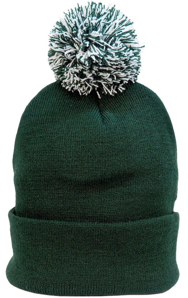 Acrylic Muts met Pom Pom (4256) - Flesgroen/Wit