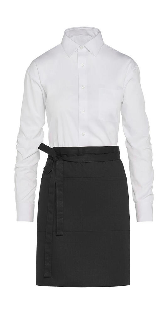 BRUSSELS - Short Bistro Apron with Pocket - Black