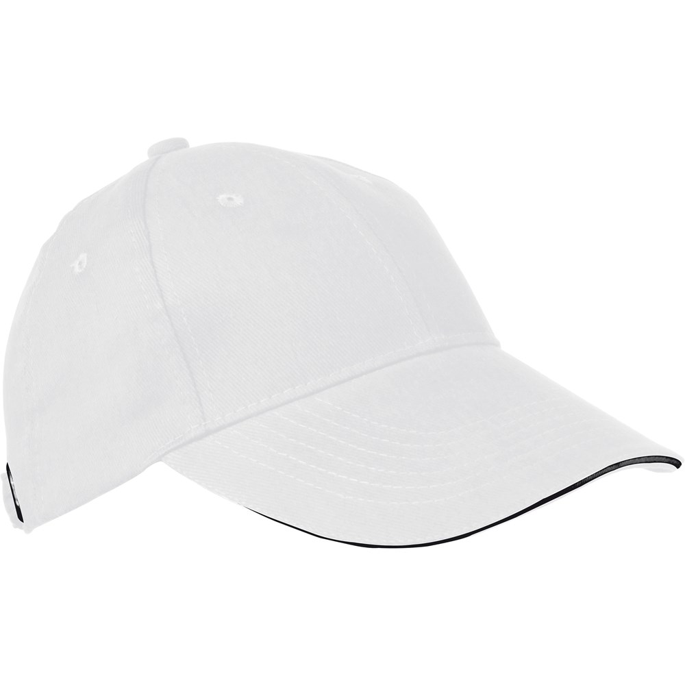 6-panel sandwich katoenen baseballcap - Wit