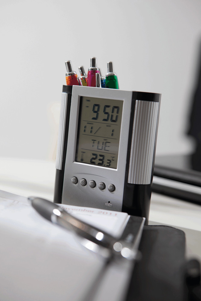 BUTLER - Pennenhouder met LCD alarmklokje