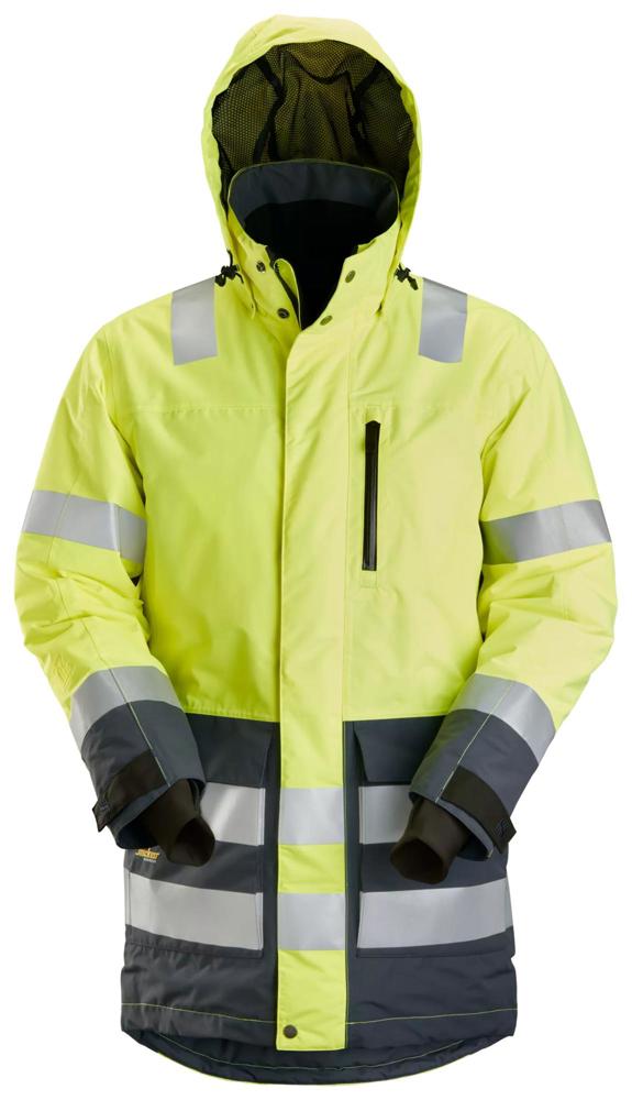 AllroundWork, High-Vis Waterproof Parka, KL 3 - High-Vis Geel - Staal grijs (6658)