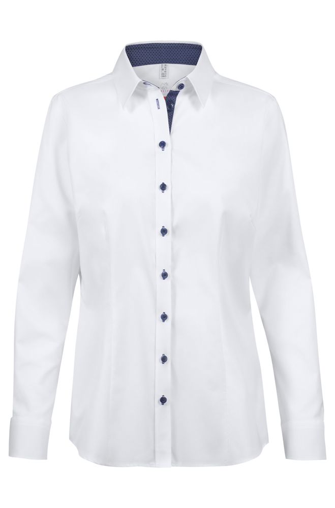 D blouse 1/1 RF Modern 37.5 - 222 wit/contrast blauw