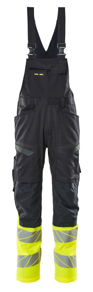 Amerikaanse overall met kniezakken - donkermarine/hi-vis geel