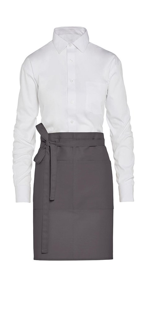 BRUSSELS - Short Recycled Bistro Apron with Pocket - Grey