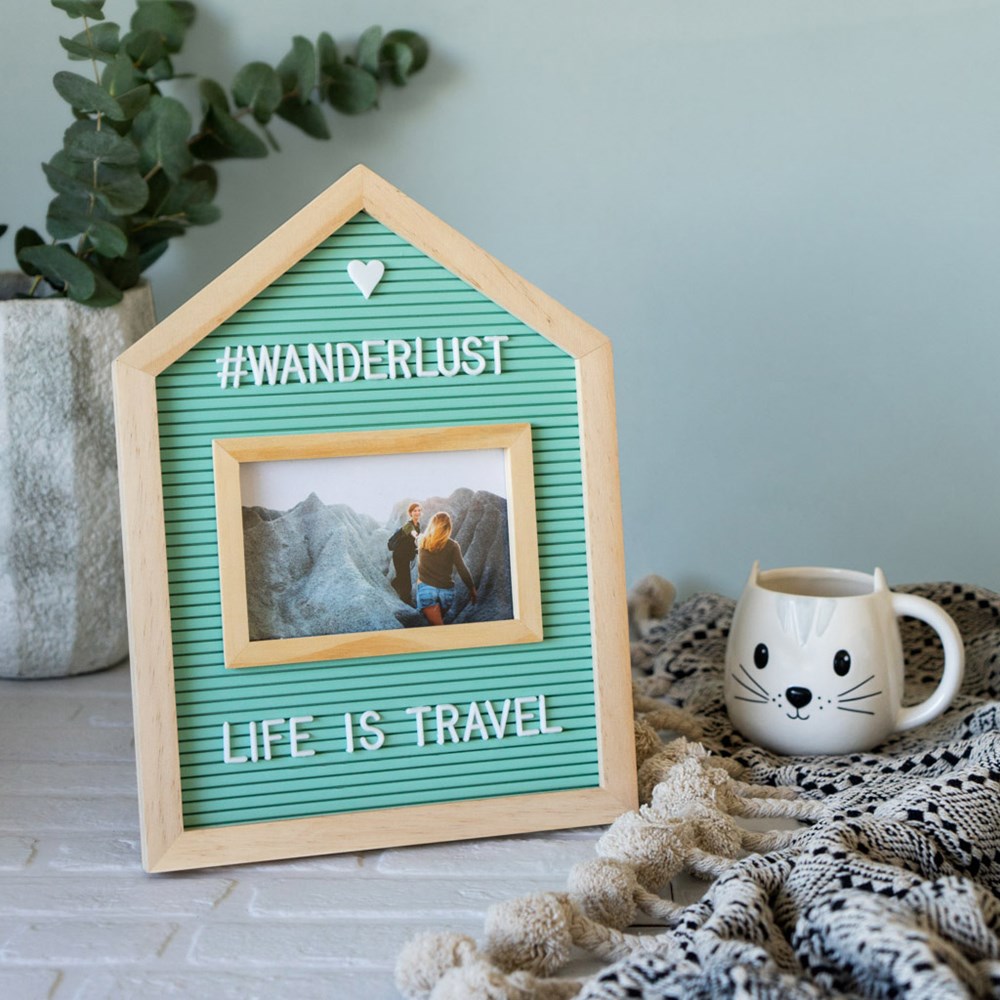 Frame & brievenraad,Home,10x15,groen,hout