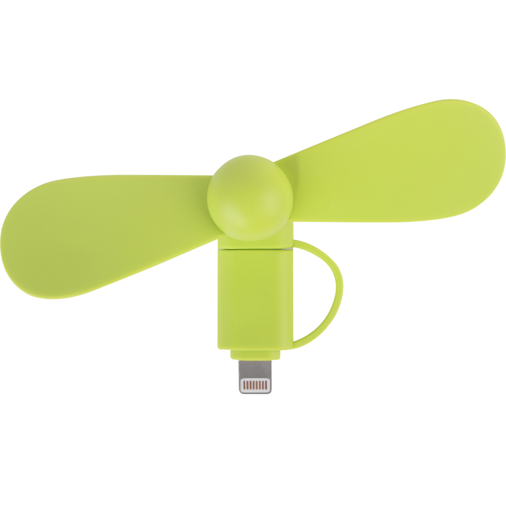 2 in 1 PROMO ventilator met Lightning (Apple) en Type C USB-aansluiting - groen overdekt