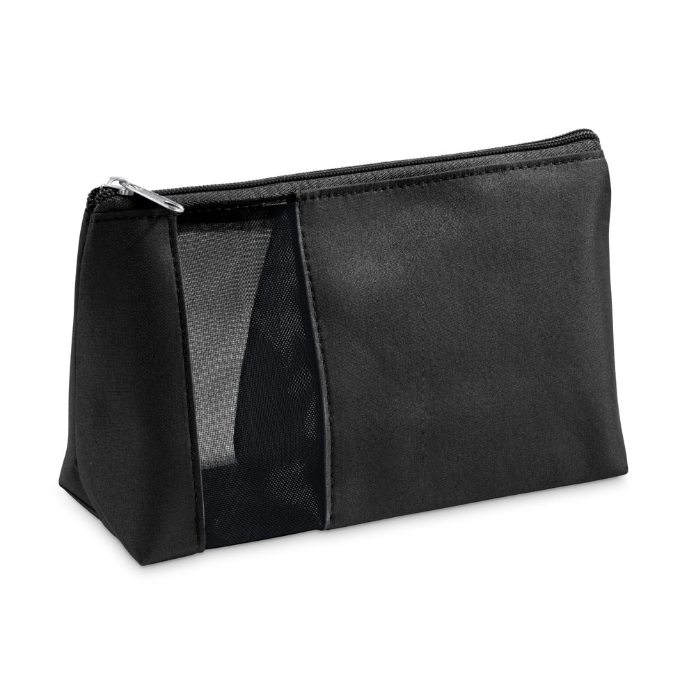 ANNIE. Make-up tasje van microvezel en mesh - Zwart