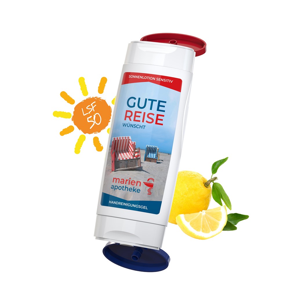 DuoPack: Zonnemelk Gevoelige Huid SPF 50 + handreinigingsgel (2x50 ml)