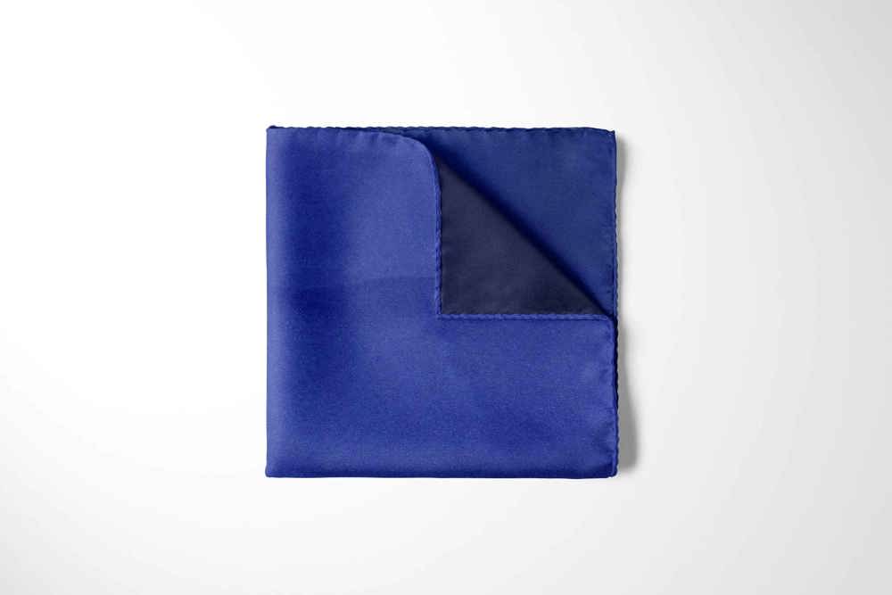 Krawattenset voor heren - stropdas en pochet van satijn microvezel - handgemaakt in Italië - 150 x 7 cm - Koninklijk blauw.