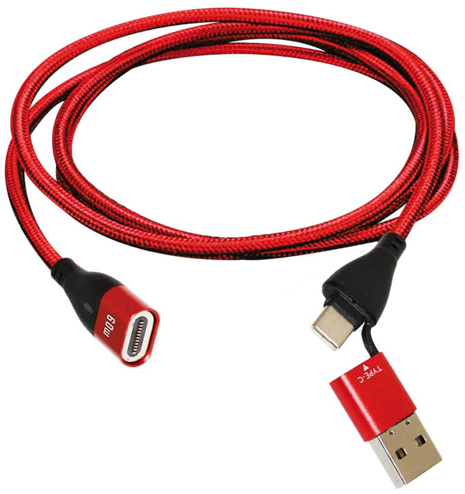 3-in-1 kabel "Magnetic Fastcharge + Data - Rood