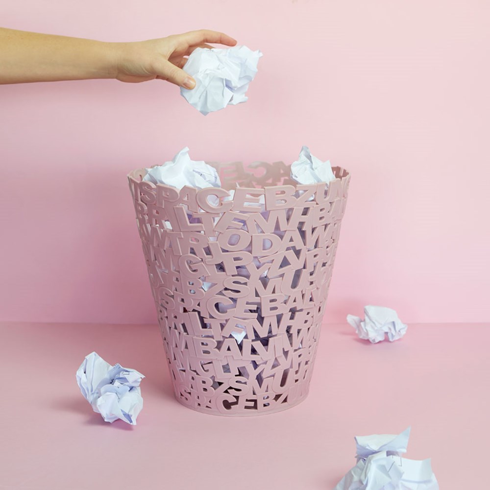 Afvalbak,Letters,roze,plastic
