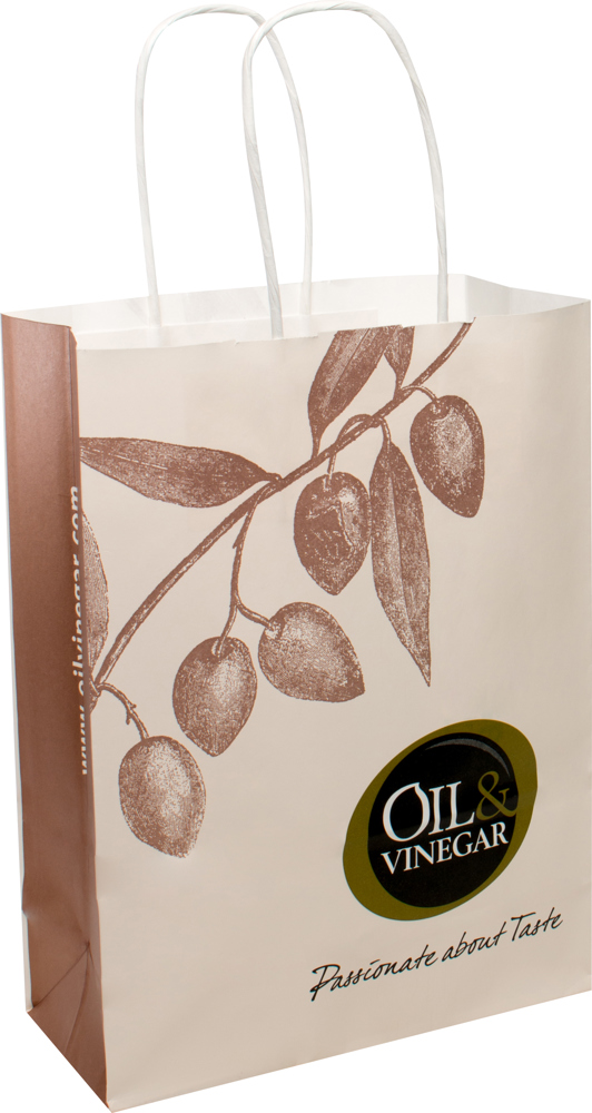 BASIC draagtas met gedraaide papieren hengsels, 18 x 8 x 24 cm