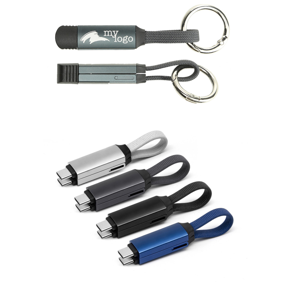 2 in 1 aluminium magnetische sleutelhanger oplaadkabel