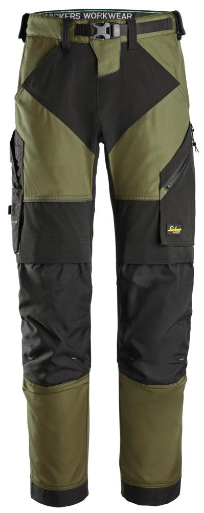 FlexiWork, Werkbroek+ - Khaki Groen - Zwart (3104)