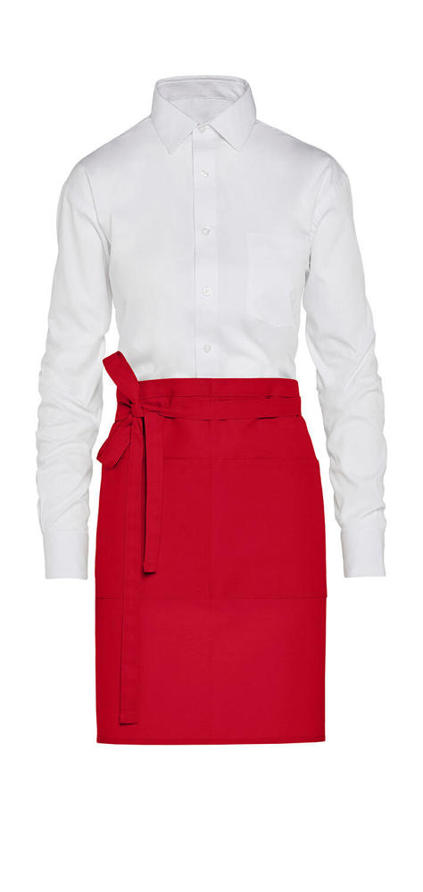 BRUSSELS - Short Recycled Bistro Apron with Pocket - Red